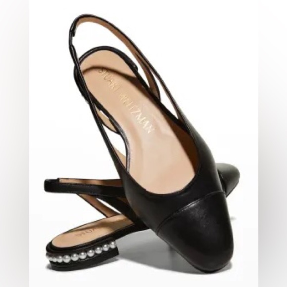 Stuart Weitzman Lambskin Pearly Slingback Ballerina Flats